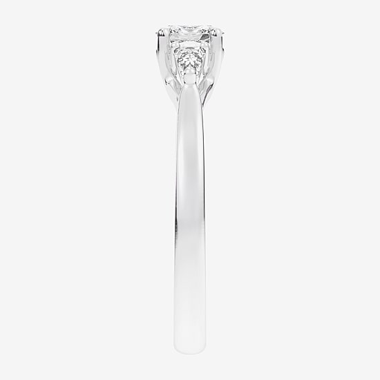 (G-H / Si1-Si2) Womens 1/3 CT. T.W. Lab Grown White Diamond Sterling Silver Side Stone 3-Stone Promise Ring