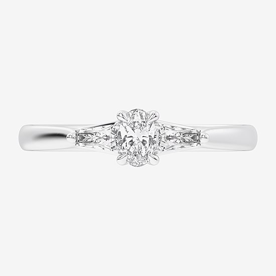 (G-H / Si1-Si2) Womens 1/3 CT. T.W. Lab Grown White Diamond Sterling Silver Side Stone 3-Stone Promise Ring