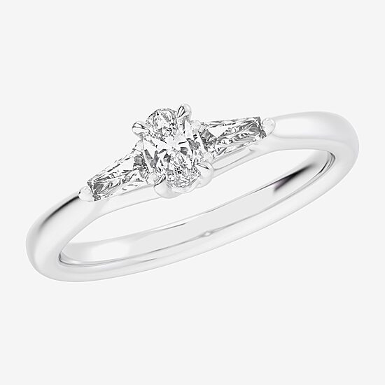 (G-H / Si1-Si2) Womens 1/3 CT. T.W. Lab Grown White Diamond Sterling Silver Side Stone 3-Stone Promise Ring