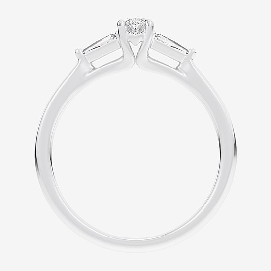 (G-H / Si1-Si2) Womens 1/3 CT. T.W. Lab Grown White Diamond Sterling Silver Side Stone 3-Stone Promise Ring