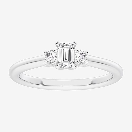 Modern Bride (g-h / Si1-si2) Womens 1/3 Ct. T.w. Lab Grown White Diamond Sterling Silver Side Stone 3-stone Promi