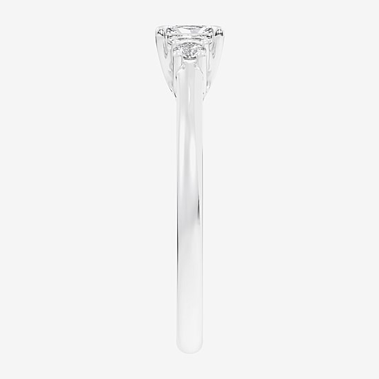 (G-H / Si1-Si2) Womens 1/3 CT. T.W. Lab Grown White Diamond Sterling Silver Side Stone 3-Stone Promise Ring