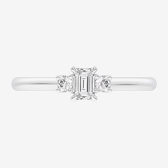 (G-H / Si1-Si2) Womens 1/3 CT. T.W. Lab Grown White Diamond Sterling Silver Side Stone 3-Stone Promise Ring
