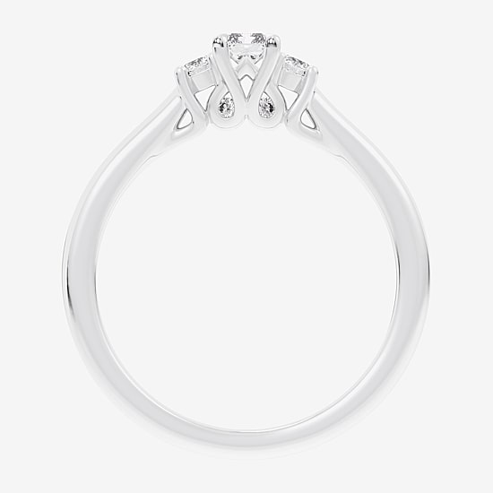 (G-H / Si1-Si2) Womens 1/3 CT. T.W. Lab Grown White Diamond Sterling Silver Side Stone 3-Stone Promise Ring