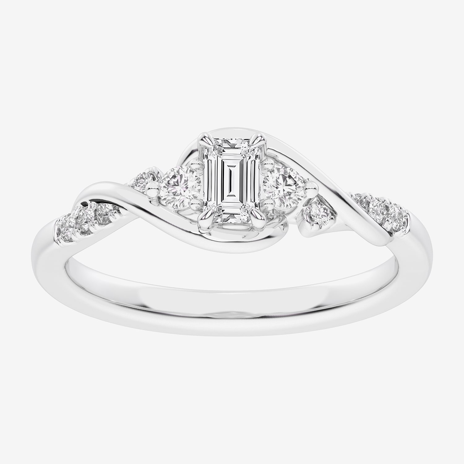 (G-H / Si1-Si2) Womens 1/3 CT. T.W. Lab Grown White Diamond Sterling Silver Side Stone 3-Stone Promise Ring
