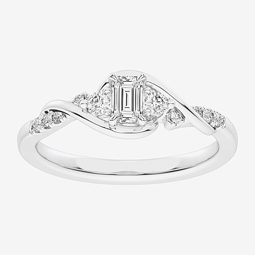 Modern Bride (g-h / Si1-si2) Womens 1/3 Ct. T.w. Lab Grown White Diamond Sterling Silver Side Stone 3-stone Promi