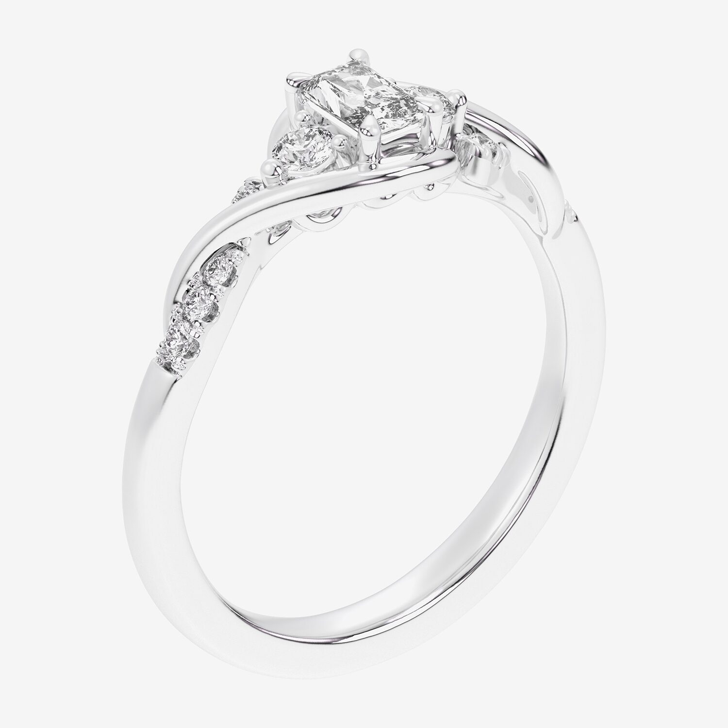 (G-H / Si1-Si2) Womens 1/3 CT. T.W. Lab Grown White Diamond Sterling Silver Side Stone 3-Stone Promise Ring