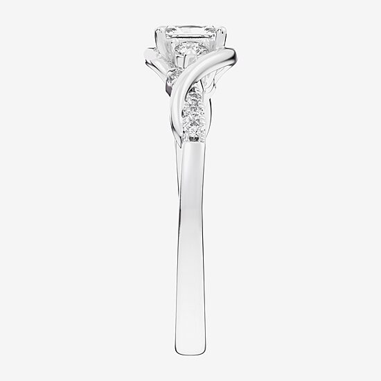 (G-H / Si1-Si2) Womens 1/3 CT. T.W. Lab Grown White Diamond Sterling Silver Side Stone 3-Stone Promise Ring