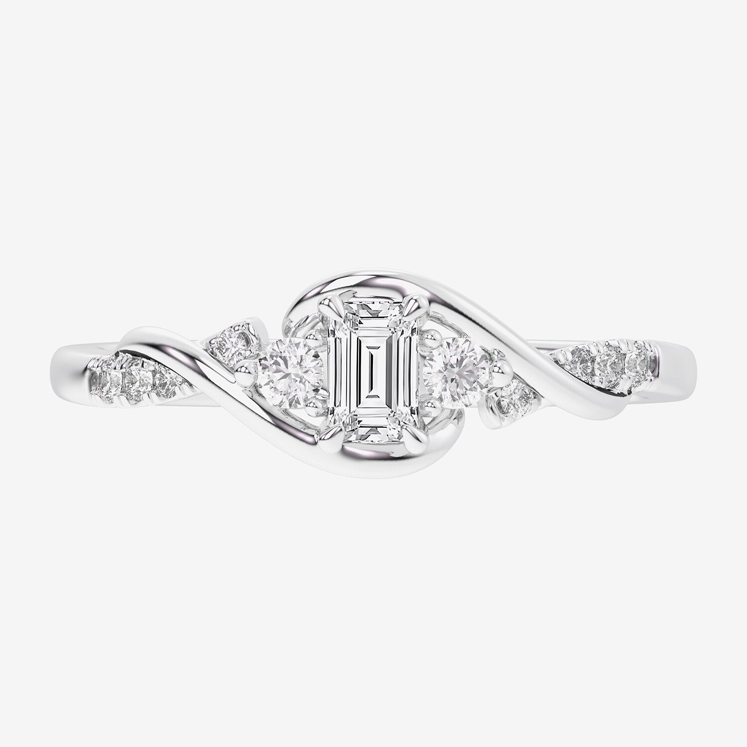 (G-H / Si1-Si2) Womens 1/3 CT. T.W. Lab Grown White Diamond Sterling Silver Side Stone 3-Stone Promise Ring