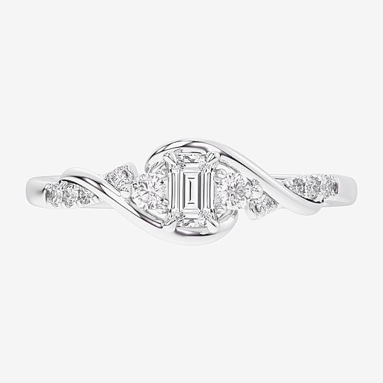 (G-H / Si1-Si2) Womens 1/3 CT. T.W. Lab Grown White Diamond Sterling Silver Side Stone 3-Stone Promise Ring