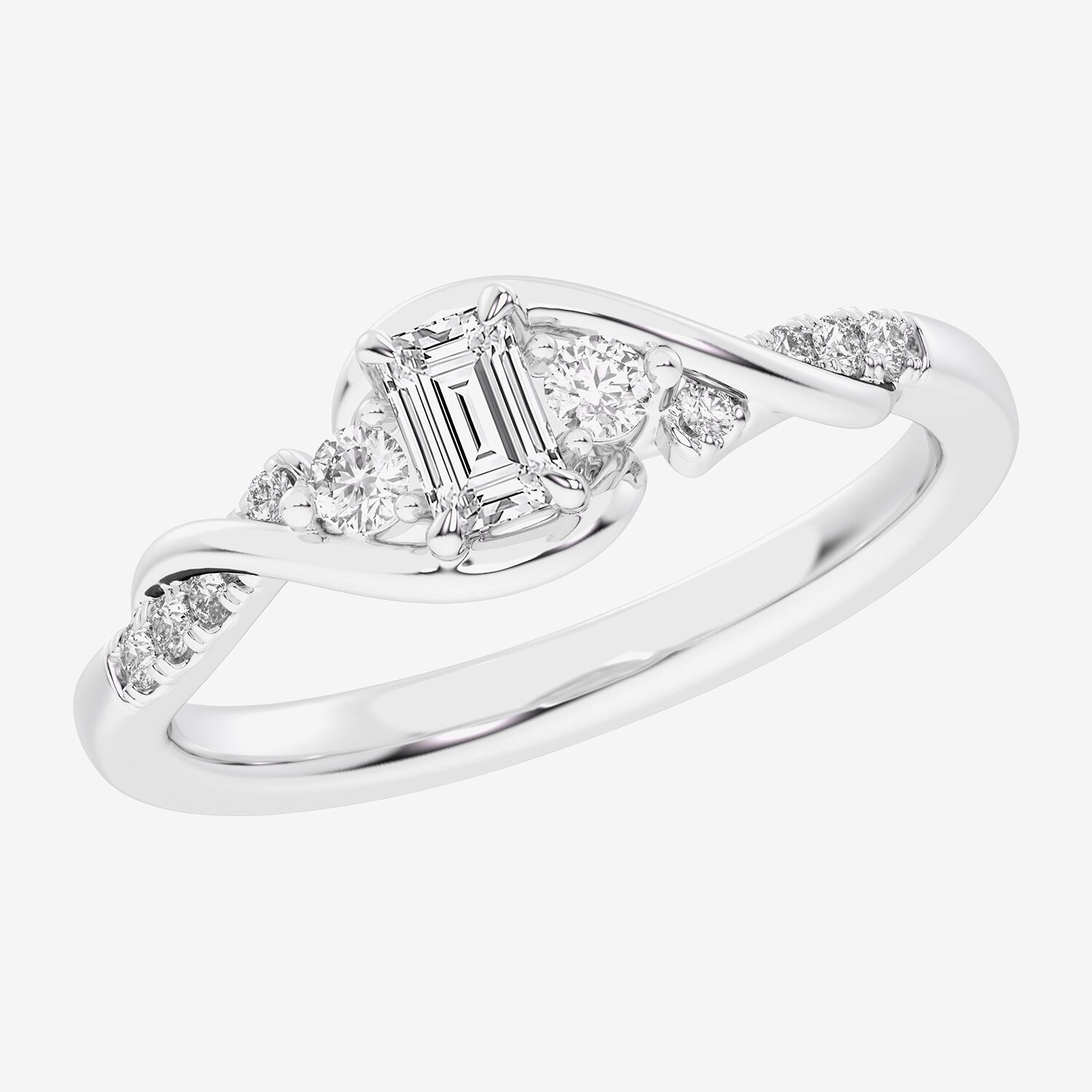(G-H / Si1-Si2) Womens 1/3 CT. T.W. Lab Grown White Diamond Sterling Silver Side Stone 3-Stone Promise Ring