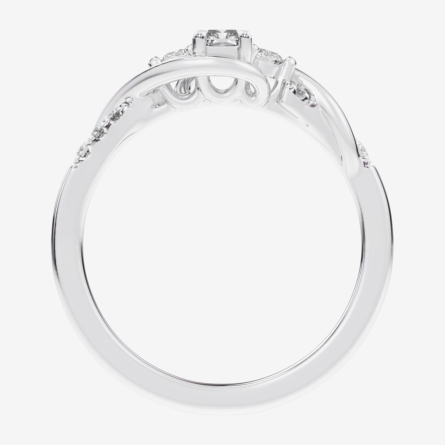 (G-H / Si1-Si2) Womens 1/3 CT. T.W. Lab Grown White Diamond Sterling Silver Side Stone 3-Stone Promise Ring