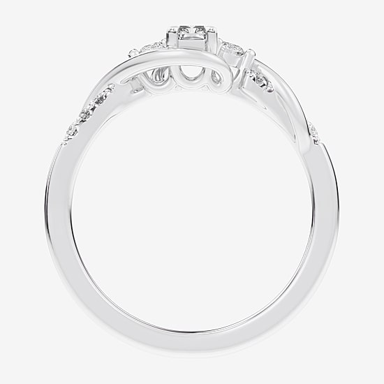 (G-H / Si1-Si2) Womens 1/3 CT. T.W. Lab Grown White Diamond Sterling Silver Side Stone 3-Stone Promise Ring