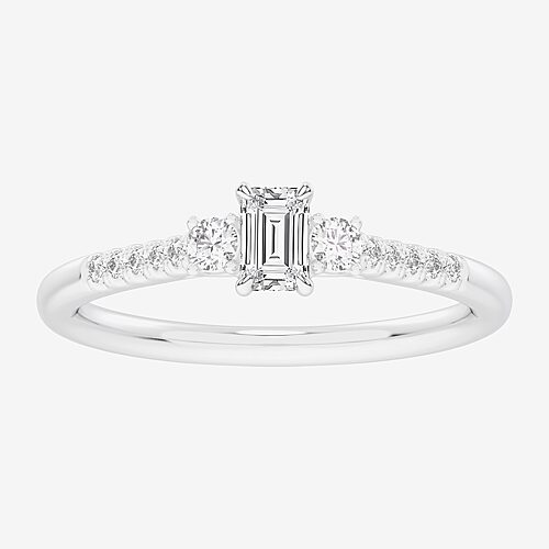Modern Bride (g-h / Si1-si2) Womens 1/3 Ct. T.w. Lab Grown White Diamond Sterling Silver Side Stone 3-stone Promi