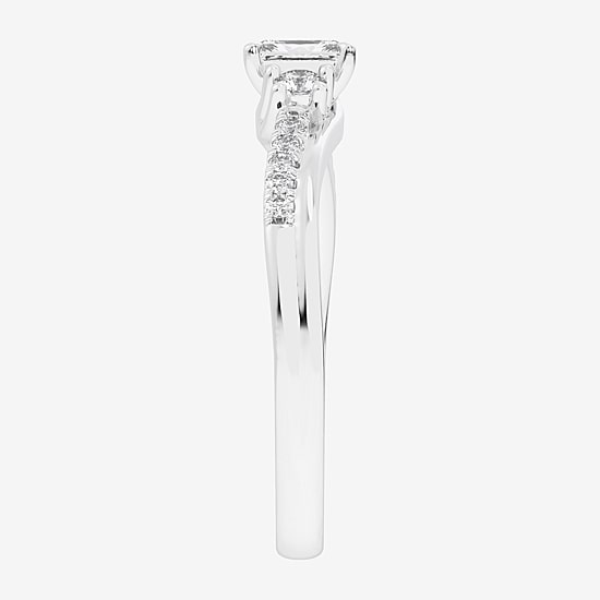 (G-H / Si1-Si2) Womens 1/3 CT. T.W. Lab Grown White Diamond Sterling Silver Side Stone 3-Stone Promise Ring