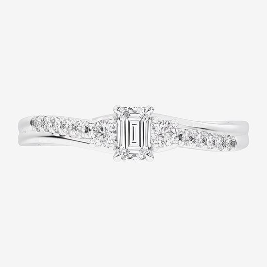 (G-H / Si1-Si2) Womens 1/3 CT. T.W. Lab Grown White Diamond Sterling Silver Side Stone 3-Stone Promise Ring