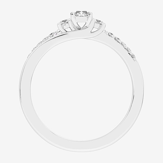 (G-H / Si1-Si2) Womens 1/3 CT. T.W. Lab Grown White Diamond Sterling Silver Side Stone 3-Stone Promise Ring