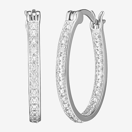 Sparkle Allure Diamond Accent Silver Over Brass Round Hoop Earrings