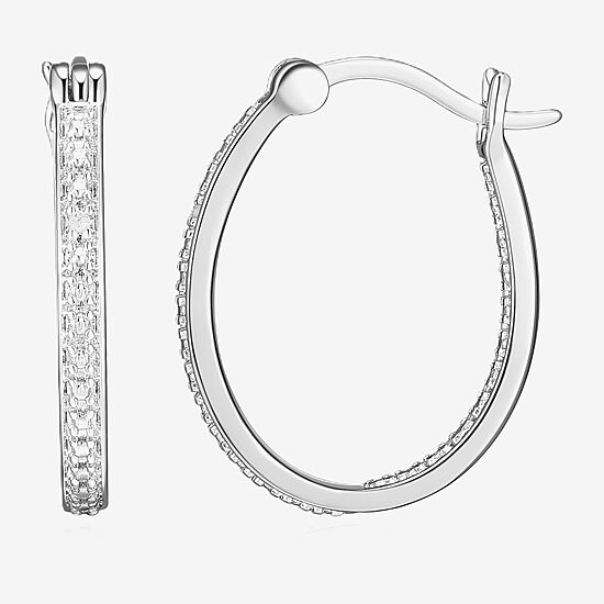 Sparkle Allure Diamond Accent Silver Over Brass Round Hoop Earrings