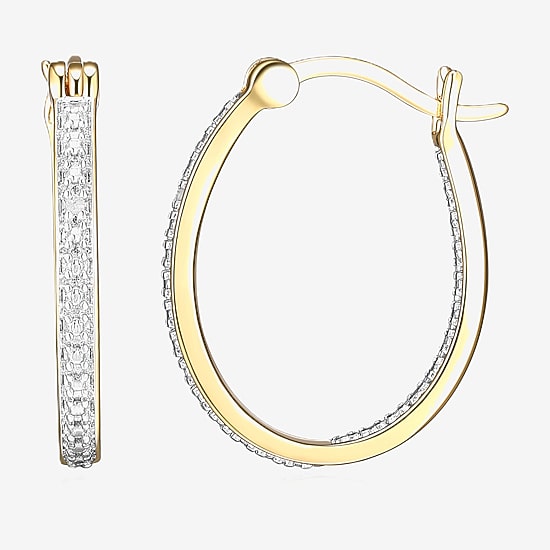 Sparkle Allure Diamond Accent 18K Gold Over Brass Round Hoop Earrings