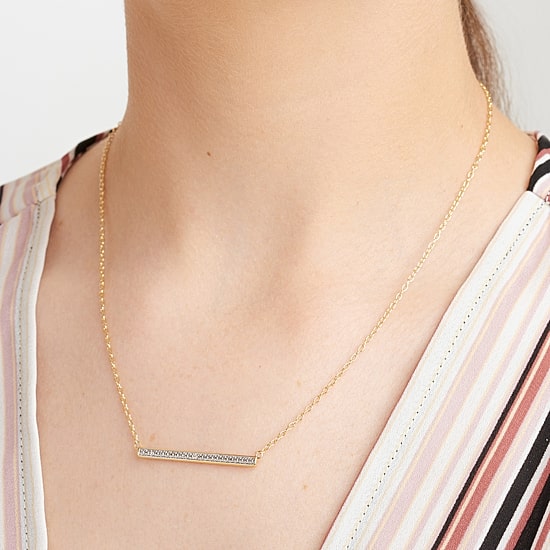 Sparkle Allure Diamond Accent 18K Gold Over Brass 18 Inch Cable Rectangular Pendant Necklace