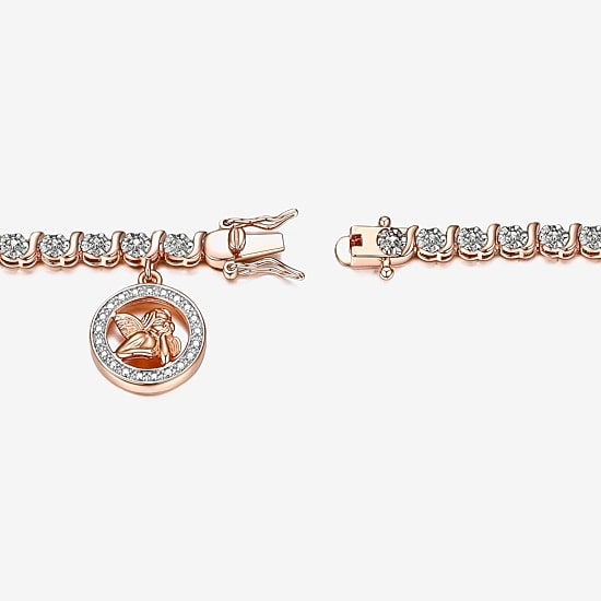 Sparkle Allure 14k Rose Gold Over Bronze Womens Natural Diamond Accent Angel Round 7.25 Inch Tennis Bracelet