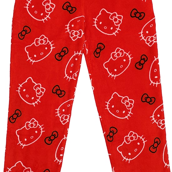 Womens Plush Hello Kitty Pajama Pants