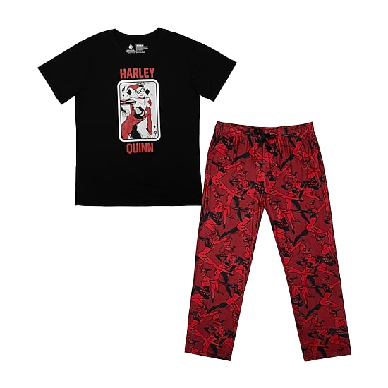 Harley Quinn Womens Plush Crew Neck Short Sleeve 2-pc. Pajama Set