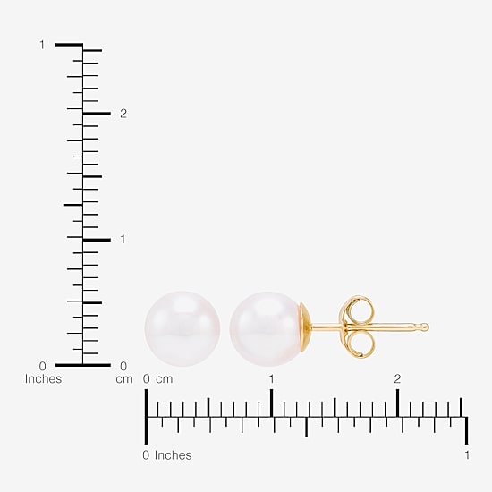 Certified Sofia™ 10K Gold 6-6.5mm Cultured Freshwater Pearl Stud Earrings