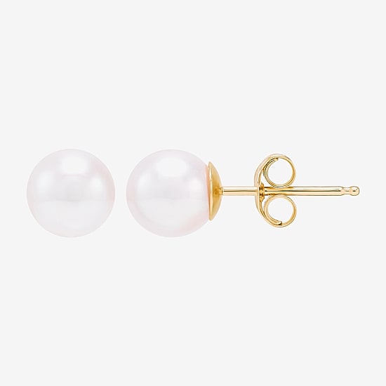 Certified Sofia™ 10K Gold 6-6.5mm Cultured Freshwater Pearl Stud Earrings