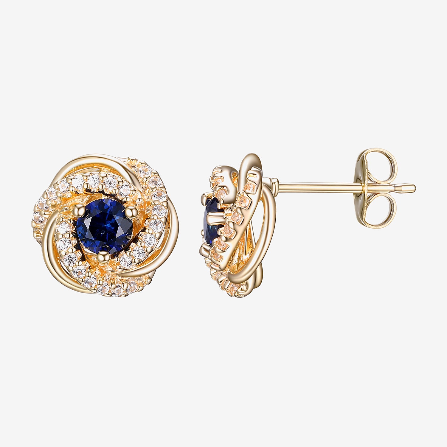 Lab Created Blue Sapphire 18K Gold Over Silver 10.6mm Stud Earrings