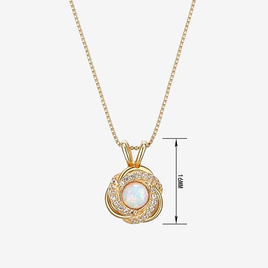 Womens Lab Created White Opal 18K Gold Over Silver 18 Inch Pendant Necklace