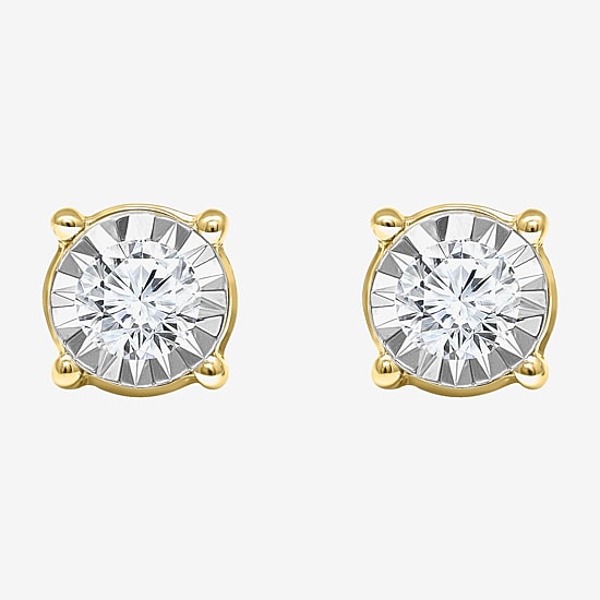 Tru Miracle 1 CT. T.W. Natural Diamond Round Stud Earrings in 14K Gold