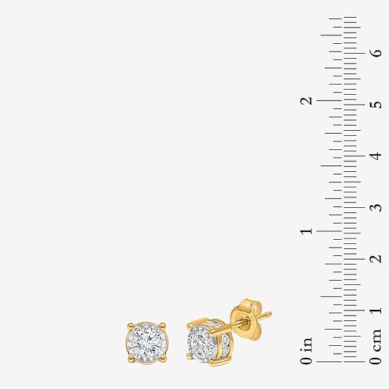 Tru Miracle 1 CT. T.W. Natural Diamond Round Stud Earrings in 14K Gold