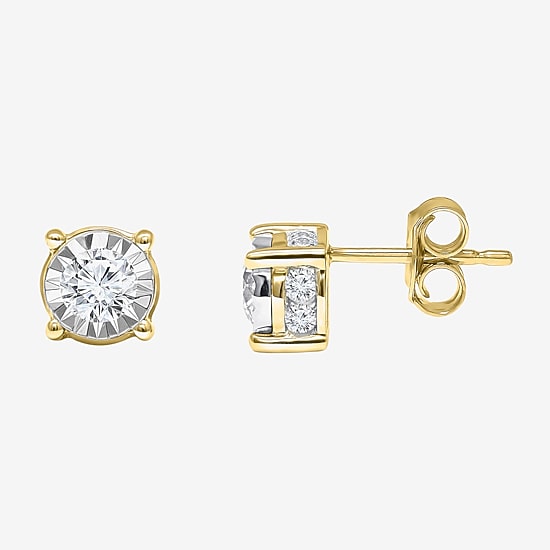 Tru Miracle 1 CT. T.W. Natural Diamond Round Stud Earrings in 14K Gold