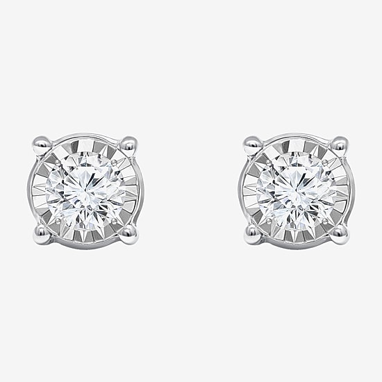 Tru Miracle 1 CT. T.W. Lab Grown White Diamond 10K Gold 6.8mm Round Stud Earrings