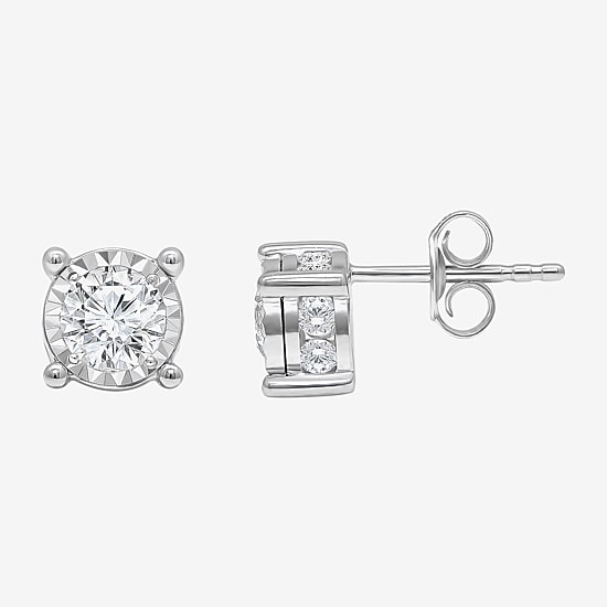 Tru Miracle 1 1/2 CT. T.W. Lab Grown White Diamond 10K Gold 6.7mm Round Stud Earrings