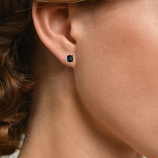 1 CT.T.W. Color-Enhanced Black Diamond Studs 10K White Gold