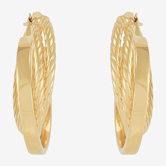 Mia Oro Womens 14K Gold 30mm Round Hoop Earrings