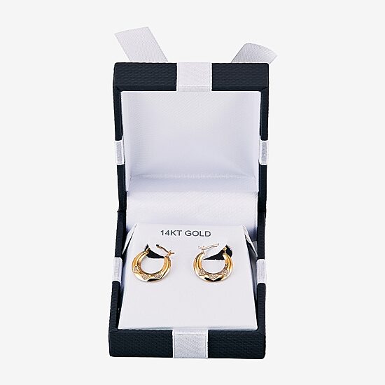 Womens 14K Gold 14.5mm Heart Hoop Earrings