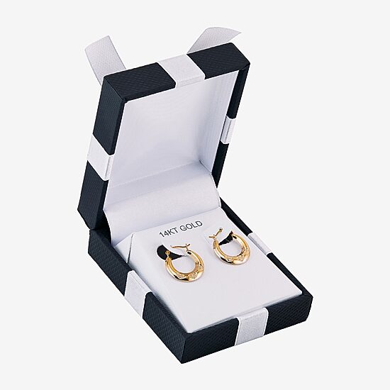 Womens 14K Gold 14.5mm Heart Hoop Earrings