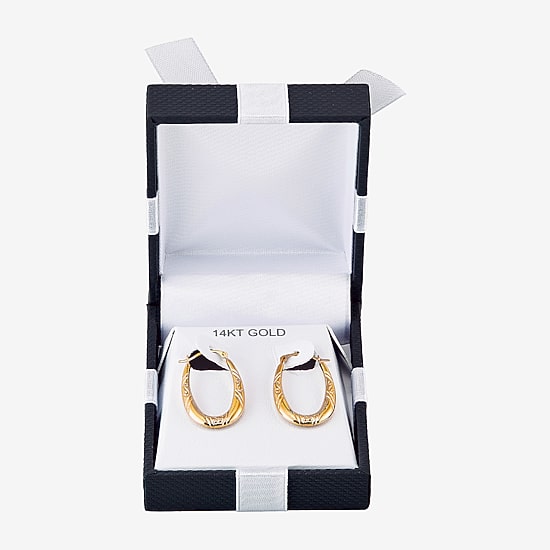 Womens 14K Gold 15.8mm Round Hoop Earrings