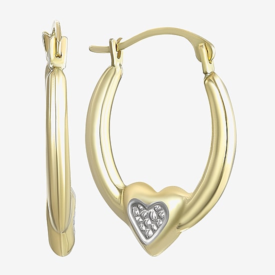 Womens 14K Two Tone Gold 17mm Round Hoop Earrings