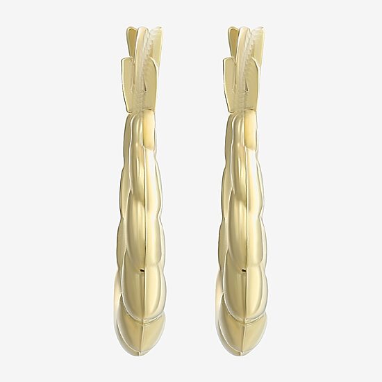 Small Scalloped Edge Hoop Earrings 10K Gold