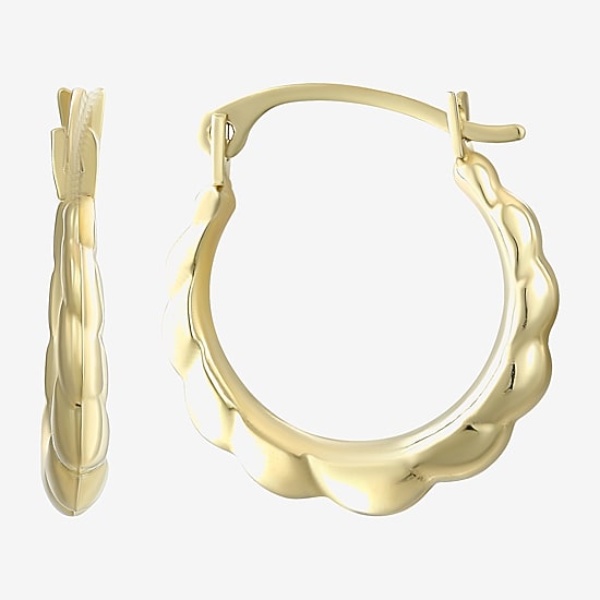 Small Scalloped Edge Hoop Earrings 10K Gold