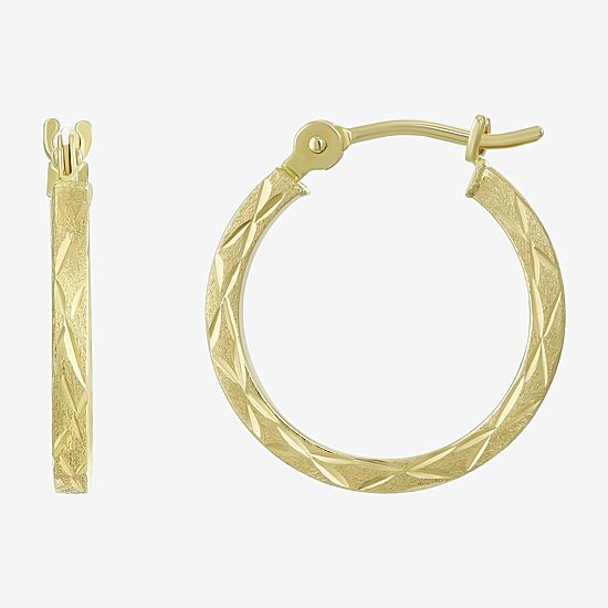 Womens 14K Gold 15mm Hoop Earrings