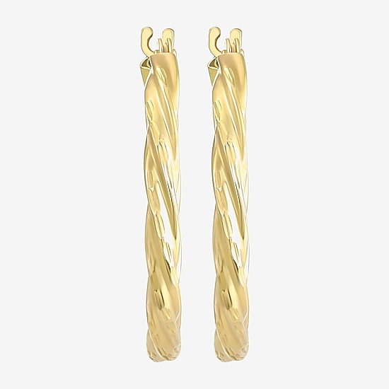 14K Gold Twisted Hoop Earrings