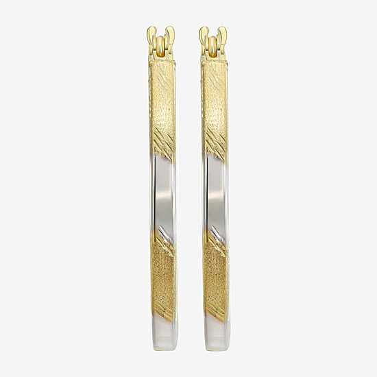 Two-Tone 14K Gold Oval Hoop Earrings