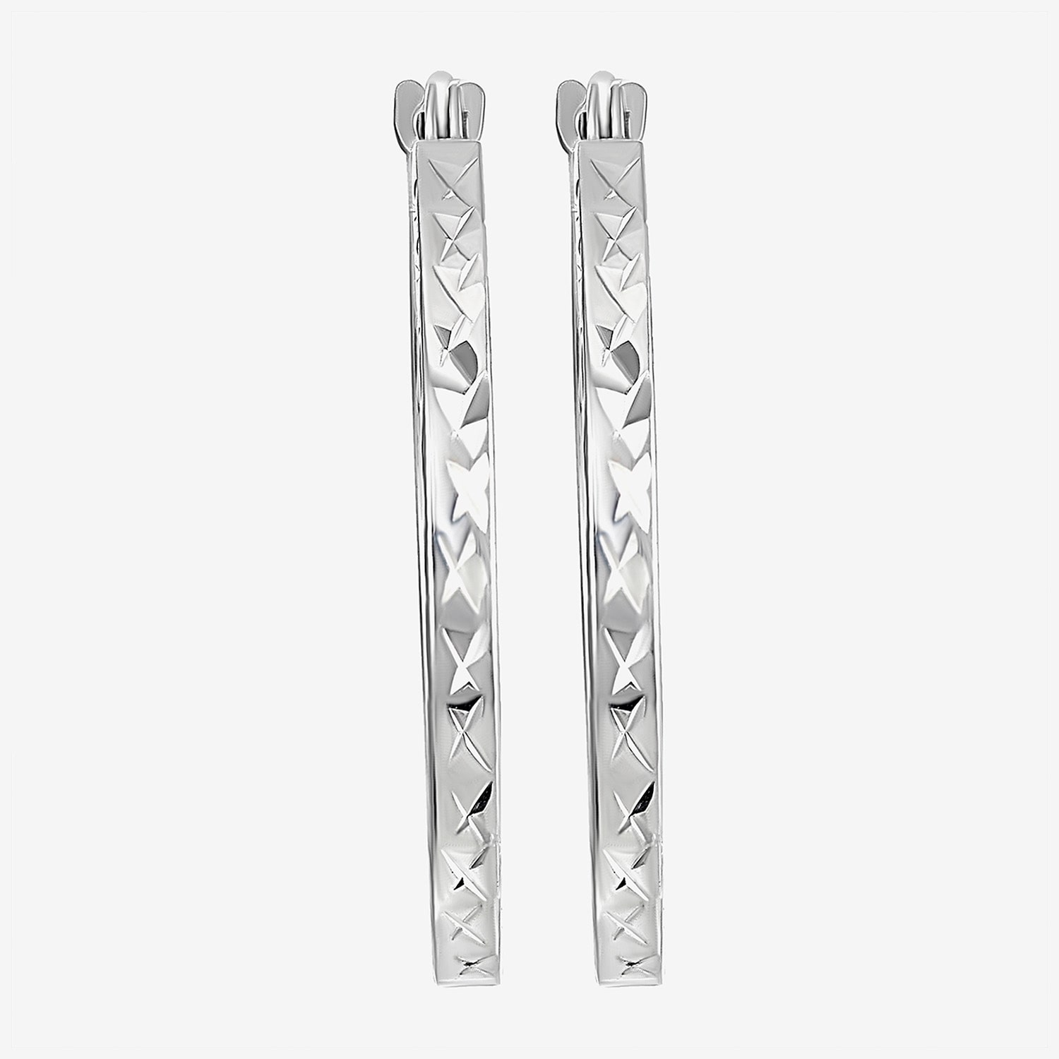 14K Gold Square-Cut Hoop Earrings