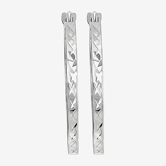 14K Gold Square-Cut Hoop Earrings